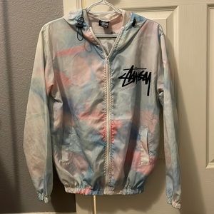 Stussy Stüssy pink blue white zip up hoodie jacket size Medium